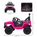 HOMCOM Kids Electric Ride On Car 12V Off Road Toy with Parental Remote Control 2 Motors Horn Lights Suspension Wheels for 3-6 Years Old Pink - 3
