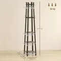 HOMCOM Industrial-Style Four Shelf Coat Stand - Grey/Black - 3