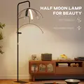 HOMCOM Half Moon Lash Light, Beauty Floor Lamp with 350° Rotatable Head, 7 Colour Temperature and Phone Holder, Dimmable Standing Lamp for Eyelash Extension, Tattoo, Nails, Skincare, Black - 4