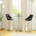 HOMCOM High Top Bar Table, Round Kitchen Table with Tempered Glass Top and Steel Base, Bistro Table for 2 People, Clear - 2