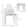 HOMCOM Kids Dressing Table Set, with Mirror and Drawer - White - 3