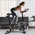 HOMCOM Indoor Stationary Exercise Bike 6kg Flywheel Fitness Cardio Workout Bke Trainer for Home Gym w/ Adjustable Resistance LCD Monitor Pad and Bottle Holder Black - 2