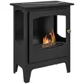 HOMCOM Freestanding Ethanol Fireplace, Steel Bioethanol Fireplace with Stainless Steel Flame Snuffer, 0.9L Tank, 3 Hours Burning Time for Indoor, Black - 1