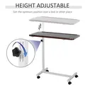 HOMCOM Height Adjustable Over Bed Table with Wheels, C Shaped Laptop Desk, Portable Hospital Bed Table for Living Room, Bedroom, Brown - 5