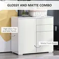 HOMCOM High Gloss Frame Sideboard, Push-Open Design with 2 Drawer for Living Room, Bedroom, 74H x 79W x 36Dcm, White - 5