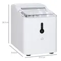 HOMCOM Ice Maker Machine, 1.5L Countertop Ice Cube Maker with Self-Cleaning, 9 Cubes Ready in 8 Mins, 12kg in 24 Hrs, No Plumbing with Basket, White - 3
