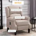 HOMCOM Heated Massage Reclining Armchair Thick Sponge Padded Linen Upholstery Metal Wood Frame Home Luxury Relaxation Beige - 7