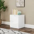 HOMCOM High Gloss Bedside Table Set of 2 - White - 8