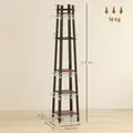 HOMCOM Industrial-Style Four Shelf Coat Stand - Brown/Black - 3