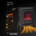 HOMCOM Free standing Electric Fireplace Stove, Fireplace Heater with Realistic Flame Effect, Overheat Safety Protection, 1000W/2000W, Black - 5
