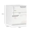HOMCOM High Gloss Bedside Table Set of 2 - White - 3