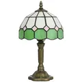 HOMCOM Handmade Art Deco Glass Table Lamp - White/Green - 1