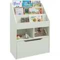 HOMCOM Kids Bookshelf, Toy Organiser, with Storage Drawer, Wheels - Green - 1