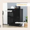 HOMCOM High Gloss Storage Cabinet, Freestanding Storage Cupboard with Adjustable Shelves for Living Room, Bedroom, Hallway, Black - 4