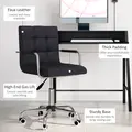 HOMCOM Home Office Chair and Computer Desk Set, Faux Leather Desk Chair with Swivel Wheels, Study Desk with Storage Shelf, Black - 6