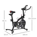 HOMCOM Indoor Stationary Exercise Bike 6kg Flywheel Fitness Cardio Workout Bke Trainer for Home Gym w/ Adjustable Resistance LCD Monitor Pad and Bottle Holder Black - 3