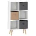 HOMCOM Freestanding 6 Cube Unit Cabinet Unit w/ 3 Fabric Drawers Handles Home Office Storage Shelves White - 1