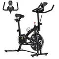 HOMCOM Indoor Stationary Exercise Bike 6kg Flywheel Fitness Cardio Workout Bke Trainer for Home Gym w/ Adjustable Resistance LCD Monitor Pad and Bottle Holder Black - 1