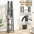 HOMCOM Industrial-Style Four Shelf Coat Stand - Grey/Black - 6