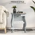 HOMCOM French Style Side Table with Drawer - Grey - 4