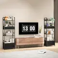 HOMCOM Industrial Style Bookcase, with 4 Shelves and 3 Fabric Drawers - Grey/Black - 8