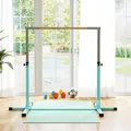 HOMCOM Height Adjustable Gymnastics Horizontal Bar for Kids, Children Junior Kip High Bar Fitness, Light Blue - 8