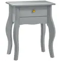 HOMCOM French Style Side Table with Drawer - Grey - 1