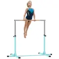HOMCOM Height Adjustable Gymnastics Horizontal Bar for Kids, Children Junior Kip High Bar Fitness, Light Blue - 1