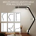 HOMCOM LED Desk Lamp, Dimmable Desk Light with Swing Arm and Clamp, Adjustable Eye-Caring Table Lamp with 2 Colour Modes & 5 Brightness Levels for Study, Drawing, Office, Architect, Task, Black - 5