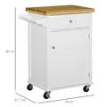 HOMCOM Kitchen Cart Storage Trolley Wooden Cabinet with Drawer Cupboard Towel Rail White - 3
