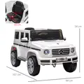 HOMCOM Mercedes Benz G500 Licensed 12V Kids Electric Ride On Car  Toy with Parental Remote Control Battery-powered 2 Motors Music Lights MP3 for 3-8 Years Old White - 3