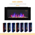 HOMCOM LED Wall Mounted Fireplace Curved Glass Electric Fire Place for Living Room, 1000W/2000W, 48H x 90.8W x 11.5Dcm, Black - 7