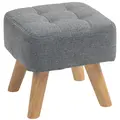 HOMCOM Linen-Look Square Padded Footstool - Grey - 1