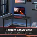 HOMCOM L-Shaped Gaming Desk, Computer Corner Desk, Home Office Workstation with Cable Management, 145 x 81 x 76cm, Black, Left - 4