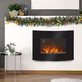 HOMCOM Led Wall Mounted Fireplace Curved Glass Electric Fire Place Fire Place 7 Colour Side Lights Slimline, 900/1800W, 65cm x 52cm - 2