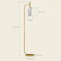 HOMCOM LED Floor Lamp for Living Room with Glass Lampshade, Modern Standing Lamp with Foot Switch, Adjustable Brightness, 2700K for Bedroom, Gold Tone - 3