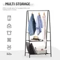 HOMCOM Metal Clothes Rack Coat Garment Hanger Hallway Organiser Hanging Rail Stand 2-tier Shoe Shelving A Shaped 77L x 45W x 153H cm Black - 4