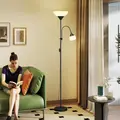 HOMCOM LED Floor Lamp for Living Room, 180cm Tall Standing Lamp, Mother and Child Uplighter with Adjustable Gooseneck, Black - 8