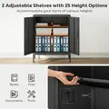 HOMCOM Metal Storage Cabinet with Lock and Adjustable Shelves - Black - 4