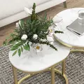 HOMCOM Marble-Effect Nest of Tables - Gold Tone/White - 9