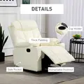 HOMCOM Manual Reclining Chair, Recliner Armchair with Swivel, Faux Leather, Footrest, Cup Holders, 86x93x102cm, Cream - 6