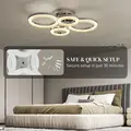 HOMCOM LED Ceiling Light, Modern 4 Rings Ceiling Lamp with Wall Switch Control, 40W 4350lm Flush Mount Ceiling Light with 3500K/4500K/6000K Colour Temperatures for Living Room, Bedroom, Silver Tone - 6