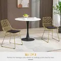 HOMCOM Luxurious Dining Chairs Set of 2, Metal Wire Kitchen Chair with Removable Velvet-feel Cushion, Cut-out Back and Steel Frame for Dining Room, Gold Tone - 4