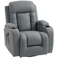 HOMCOM Massage Recliner Armchair, PU Leather Recliner Chair, Grey - 1