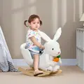 HOMCOM Kids Rabbit-Shaped Rocking Horse, with Safety Belt, Realistic Sounds, for Ages 18-36 Months - White - 2