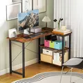 HOMCOM L Shaped Desk, Corner Computer Desk with Bookshelf for Home Office, Study Room, Workstation, 120 x 73.2 x 75cm, Rustic Brown - 9
