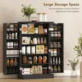 HOMCOM Kitchen Cupboard, Freestanding Multi-Storage Kitchen Pantry Cabinet with Adjustable Shelves, Black - 4