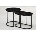 HOMCOM Marble-Effect Nest of Tables - Black/White - 1