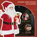 HOMCOM Life Size Santa Claus Christmas Decoration, Voice-Activated with Twinkling LED Lights, Red - 4