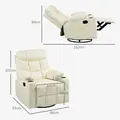 HOMCOM Manual Reclining Chair, Recliner Armchair with Swivel, Faux Leather, Footrest, Cup Holders, 86x93x102cm, Cream - 3